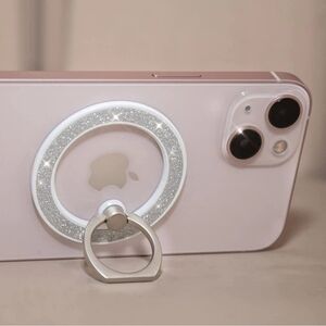 MagSafe Phone grip Holder Kickstand Phone Grip Finger Ring Grip White Glitter